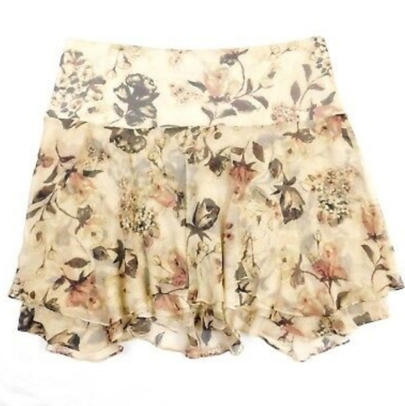 LAUREN RALPH LAUREN Chiffon tier skirt Flower Flowing Romance Lined Sheer Luxury - Picture 2 of 8